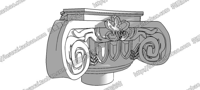 SU组件Sketchup草图-大师设计素材-景观模型欧式美式建筑石膏线脚构件柱头