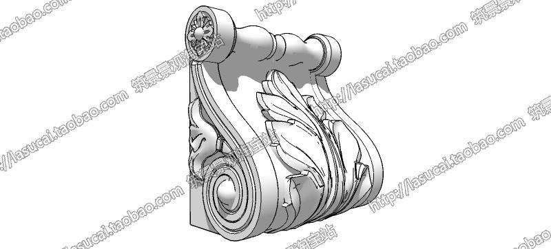 SU组件Sketchup草图-大师设计素材-景观模型欧式美式建筑石膏线脚构件柱头