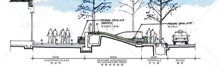 J28-景观剖面图手绘图效果图建筑景观规划资料高清临摹细节图原创设计