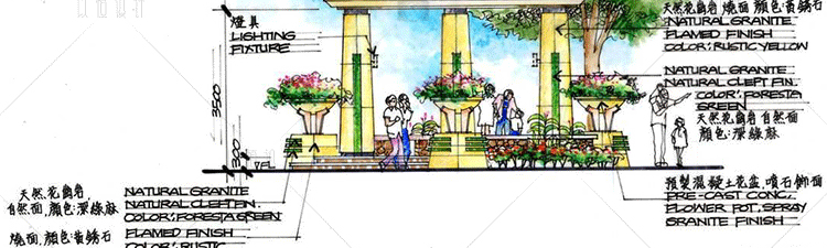 J28-景观剖面图手绘图效果图建筑景观规划资料高清临摹细节图原创设计