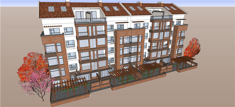 多层住宅洋房中式欧式美式英式建筑设计SU模型SketchUp草图-大师设计素材-