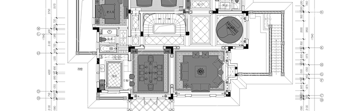 建筑景观-中式现代风欧式美式商业别墅装修效果图带CAD施工图图纸原创设计