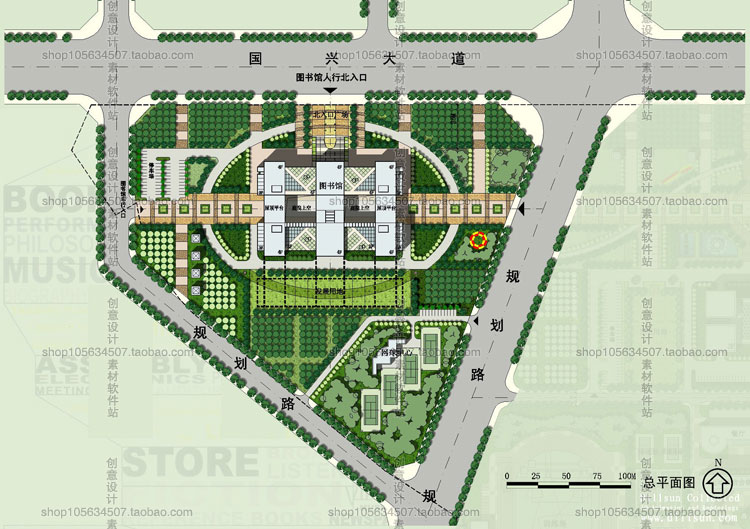 设计资源图书馆建筑设计素材合集CAD图纸-SU模型方案文本施工图041