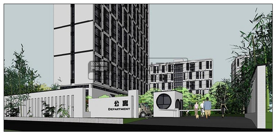 设计资源公寓SOHO商住楼SU模型现代风LOFT欧式美式古典酒店sketchup建筑