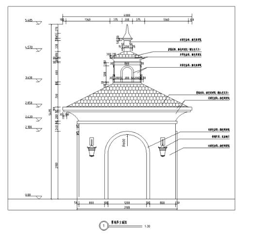 西班牙风格特色景观亭施工图有结构通用详图