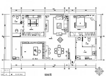 上海某三居室装修图