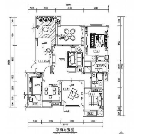 成都三居室地中海风格样板房施工图