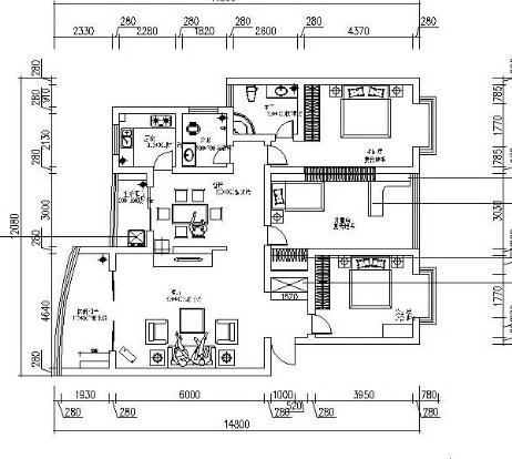 某三室两厅现代风简约风格设计施工图