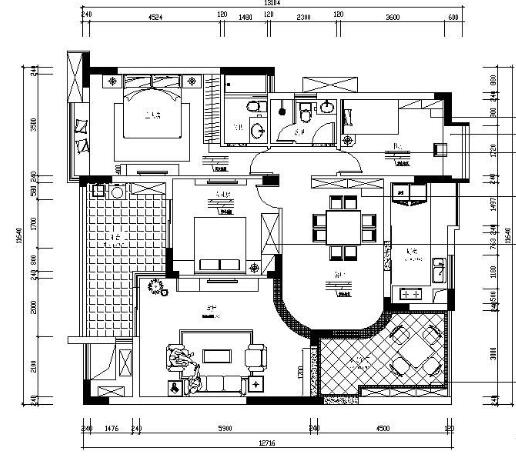 136㎡错层三居装修图（有效果）