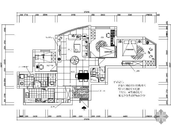 宁波现代风简约三居室装修施工图