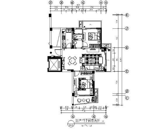 福州欧式美式二居室样板房施工图（有实景）