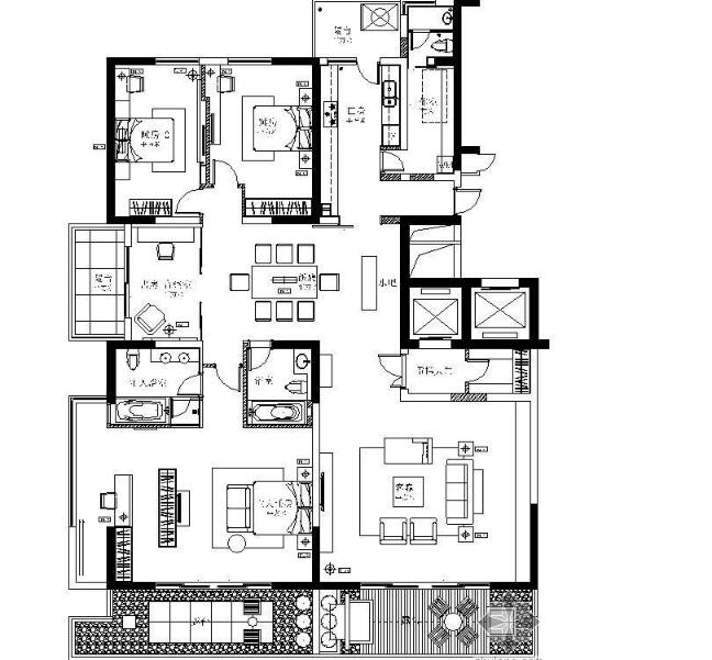 宁波某楼盘设计标准化层三居室样板房施工图