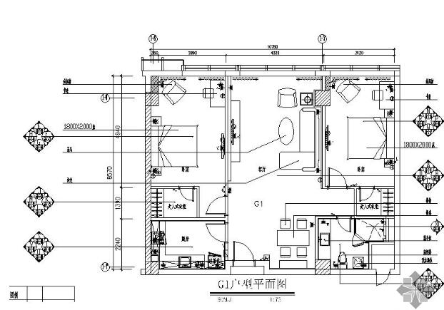 西安某广场设计标准化层二居室内装修图