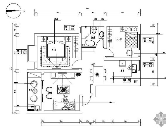 现代风中式二室二厅装修图（有效果）