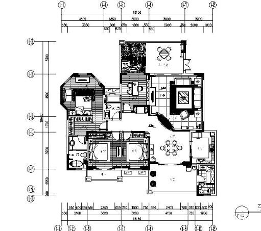 贵州某欧式美式四居室内装修图