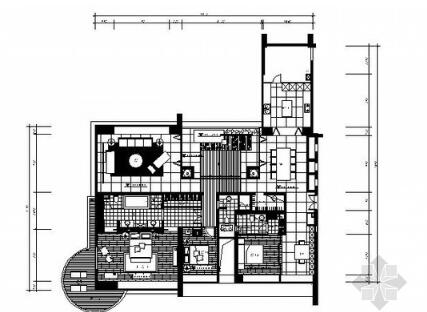 现代风风格经典样板房四居室施工图（有效果）