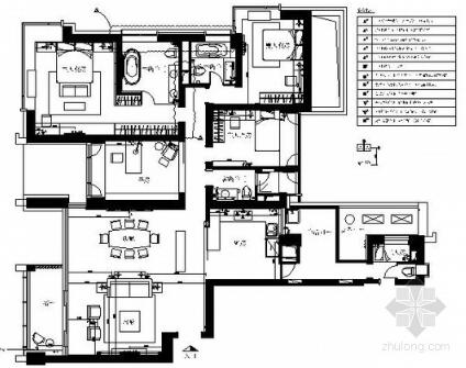 杭州现代风四居样板房素材资源型施工图