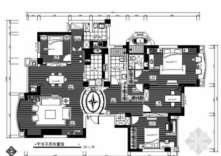 舒适古典四居室内装修图