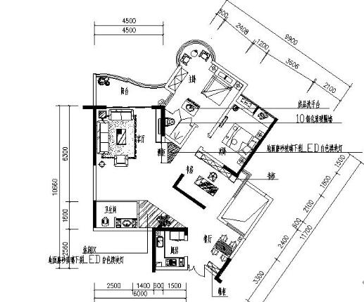 重庆三居室样板房设计施工图（有效果）