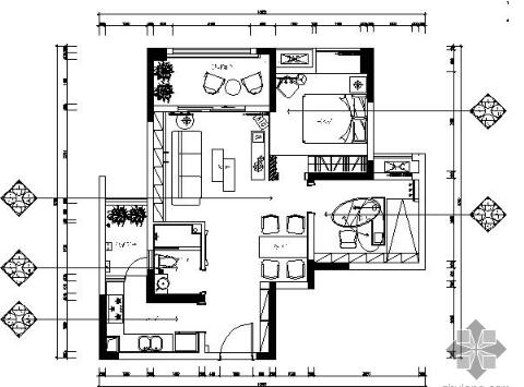 重庆现代风风格两居样板房施工图（有效果）