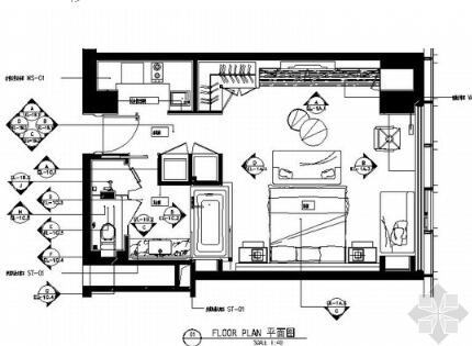 酒店式住宅公寓一居室内装修图