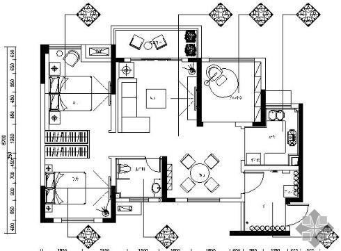 重庆现代风简约三居室样板房施工图（有效果）