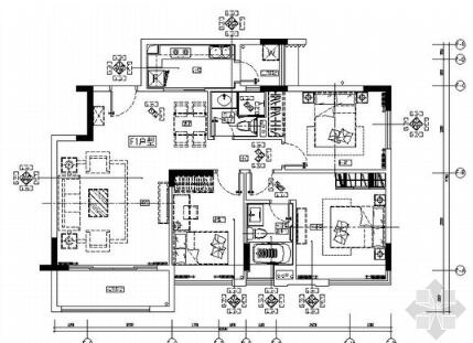 佛山某水景小区F1户型样板间室内装修图