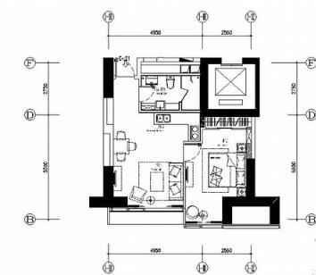 大连精品高档公寓一居室装修施工图（有实景）