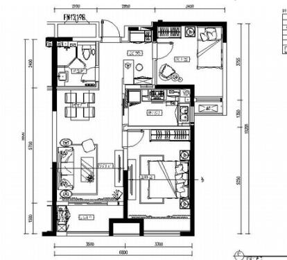 山东精装新古典二居室装饰施工图