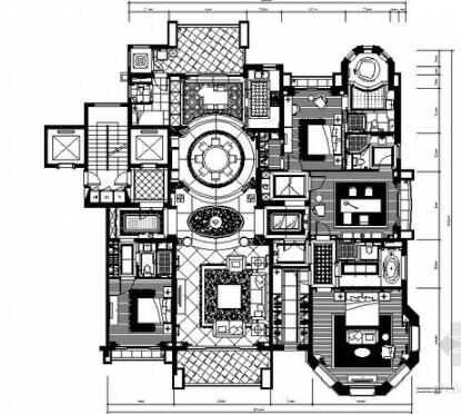 上海著名楼盘A1四居室样板房施工图