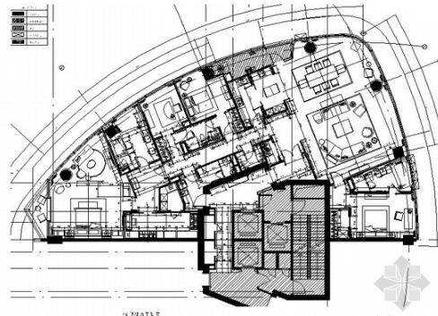 上海滨江核心区豪华五居室样板房室内装修施工图（有方