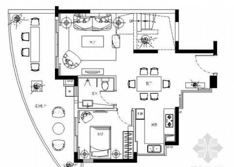 深圳普通公寓区东南亚风格复式装修施工图（有材料表）