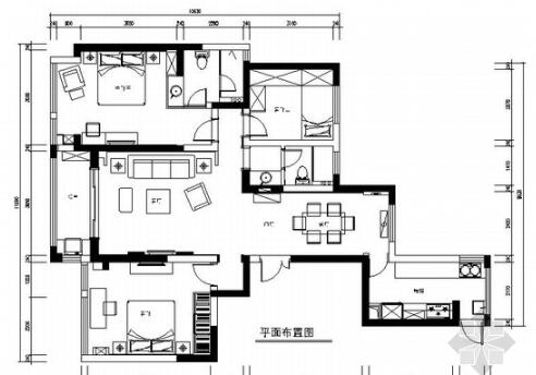 苏州现代风奢华设计风格三居室室内装修CAD施工图（有效