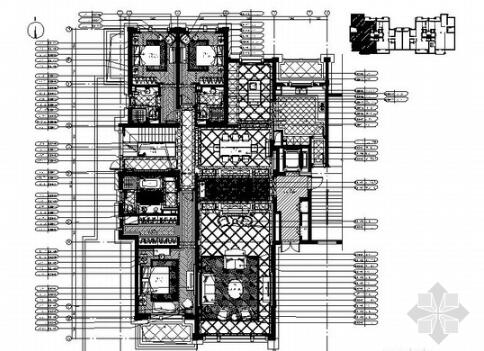 上海精品高档简欧风格三居室样板间室内装修施工图（有