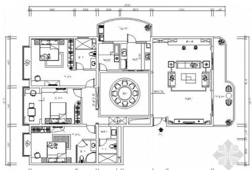 精品现代风简约三居室室内装修施工图