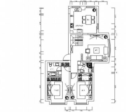 沧州精致浪漫欧式美式风格复式样板房CAD装修施工图（有效