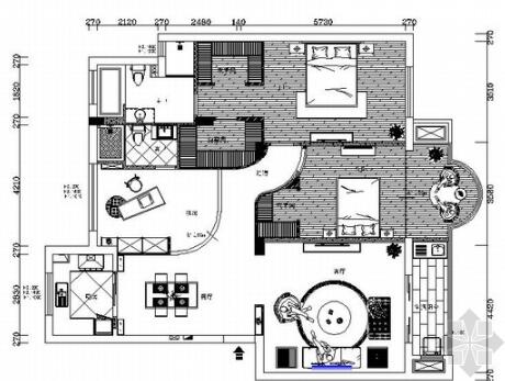 上海精品现代风三居室样板间室内设计装修施工图