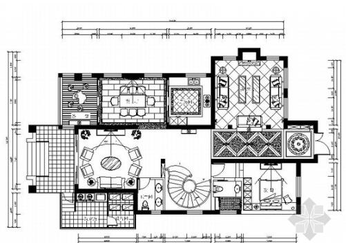 上海高档现代风简约风格两层商业别墅室内装修施工图