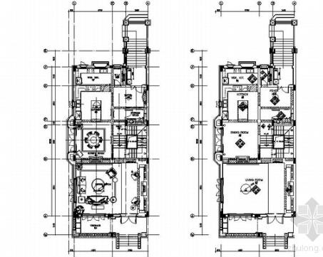 浙江豪华美式风格风格三层商业别墅样板间室内装修设计施工图（