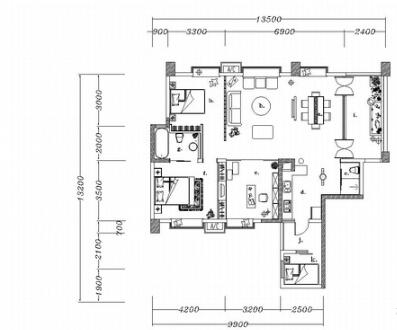 中式两居室室内装修施工图（有效果图）