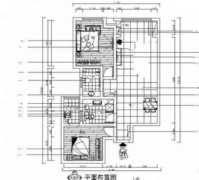 北京古典园林风情三居室室内CAD装修施工图（有效果图）