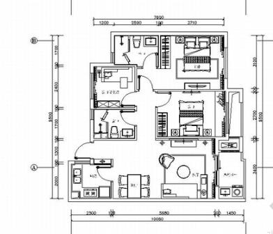 浙江现代风风格三居室室内装修施工图（有实景效果图）