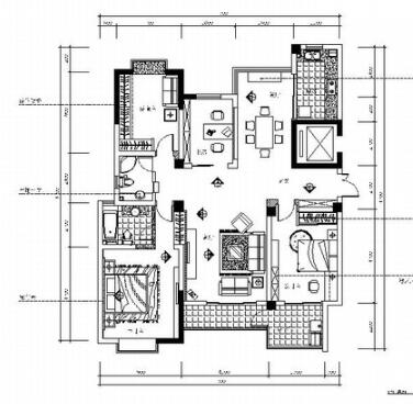 常州现代风简约2居室室内设计全套CAD施工图