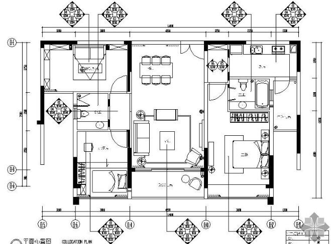 广东地中海风格三室两厅样板房施工图（有效果）