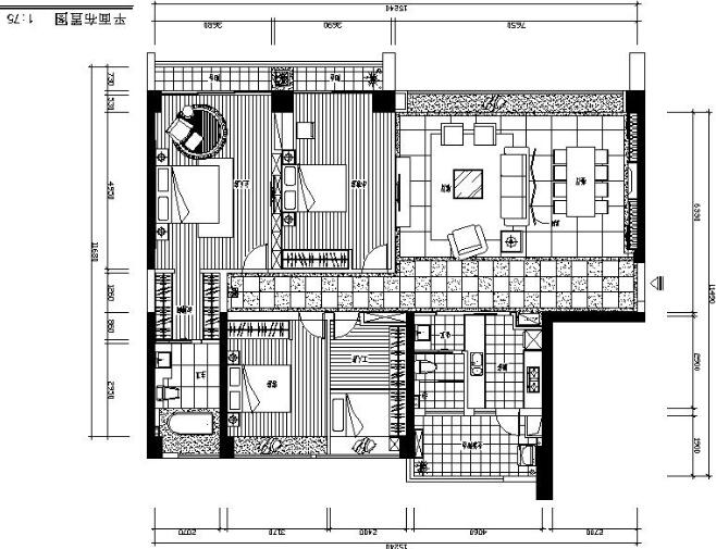 珠海著名房地产豪宅样板房室内设计施工图（有效果图）