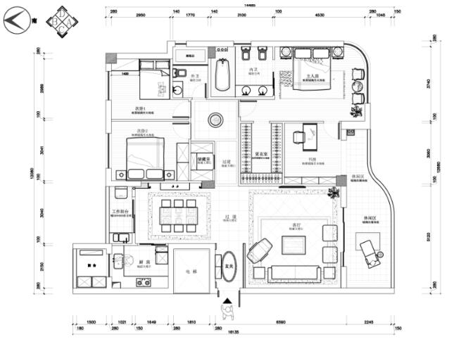 深圳简欧四居室住宅室内设计施工图（有效果图）