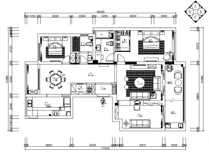 绍兴新作新中式风格样板间设计施工图（有实景图）