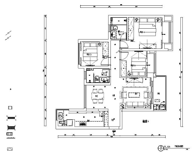 合景叠翠峰美式风格三居室样板房设计施工图（附效果图）