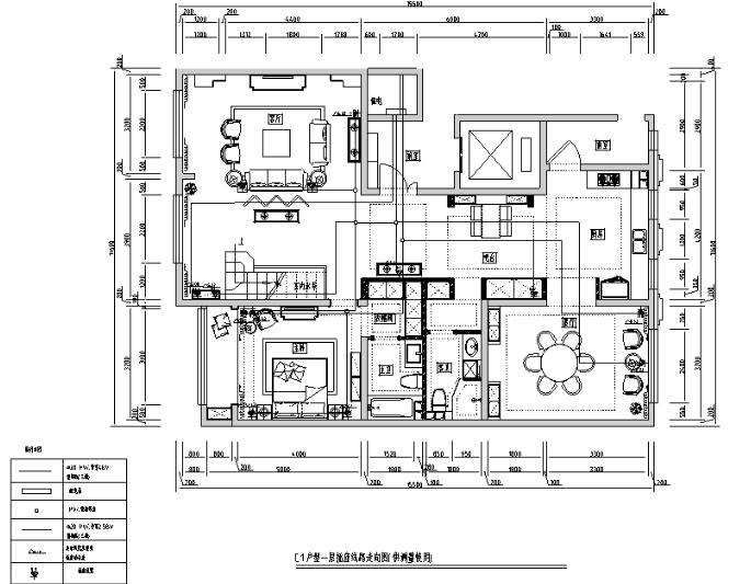 内蒙古新中式风格风格样板间设计施工图（附效果图）