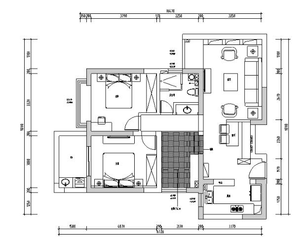 蝴蝶湾美式风格山水田园风样板房设计施工图（附效果图）